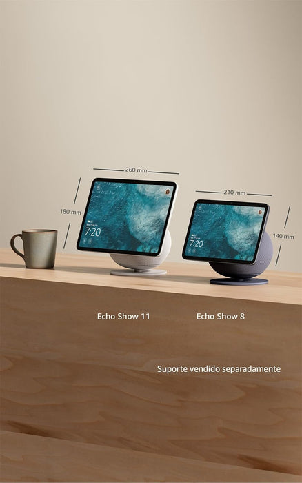 O Amazon Echo Show 8 (última geração) combina desempenho avançado, design refinado e inteligência ambiental num ecrã HD de 8,7", agora com 15% mais área de visualização.