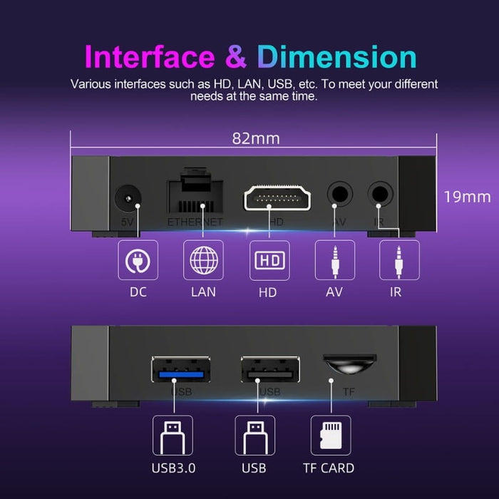 X96Q com o Android 14 nativo, o processador Rockchip RK3518 quad-core Cortex-A53 e WiFi 6 Dual Band se combinam para transformar qualquer TV num centro multimédia 4K.