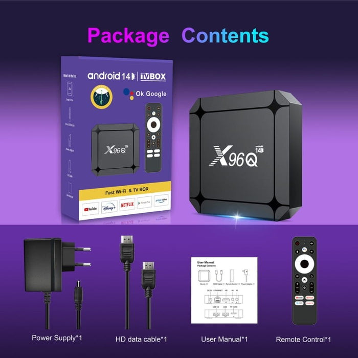 X96Q com o Android 14 nativo, o processador Rockchip RK3518 quad-core Cortex-A53 e WiFi 6 Dual Band se combinam para transformar qualquer TV num centro multimédia 4K.
