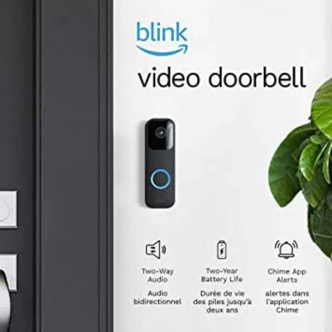 Campainha Inteligente Amazon Blink com Vídeo sem fios. Definição HD 1080p de dia e infravermelhos de noite. Bateria de longa duração. Receba alertas de deteção de movimento.