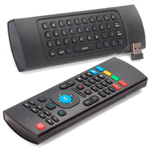 Cargar imagen en el visor de la galería, Comando Wireless MX3 Air Mouse com teclado QWERTY para Smart TV ou uma Box TV. Teclado completo que é capaz de representar o rato no seu ecrã apenas apontando. 

