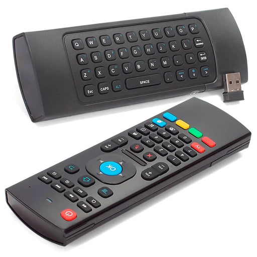 Comando Wireless MX3 Air Mouse com teclado QWERTY para Smart TV ou uma Box TV. Teclado completo que é capaz de representar o rato no seu ecrã apenas apontando. 