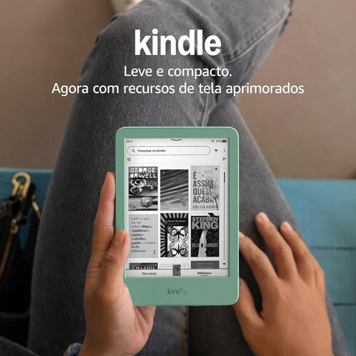 O Kindle mais leve e compacto, com ecrã de 6" e alta resolução de 300 ppi para apresentar texto e imagens de forma nítida. Ecrã antirreflexo semelhante ao papel verdadeiro.