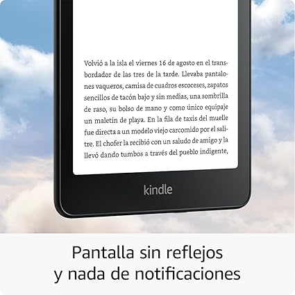 Kindle Paperwhite Signature Edition com 32 GB, um ecrã de 6,8 polegadas e 300 ppp que se lê como papel impresso, sem reflexo, carregamento sem fios e luz frontal auto-regulável.