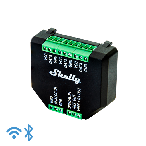 Add-On para módulos da linha Shelly Plus, concebido para a utilização de sensores de estado, temperatura, luminosidade, movimento, potenciómetros, etc.O Shelly Plus Add-on é compatível com uma grande variedade de sensores Arduino!