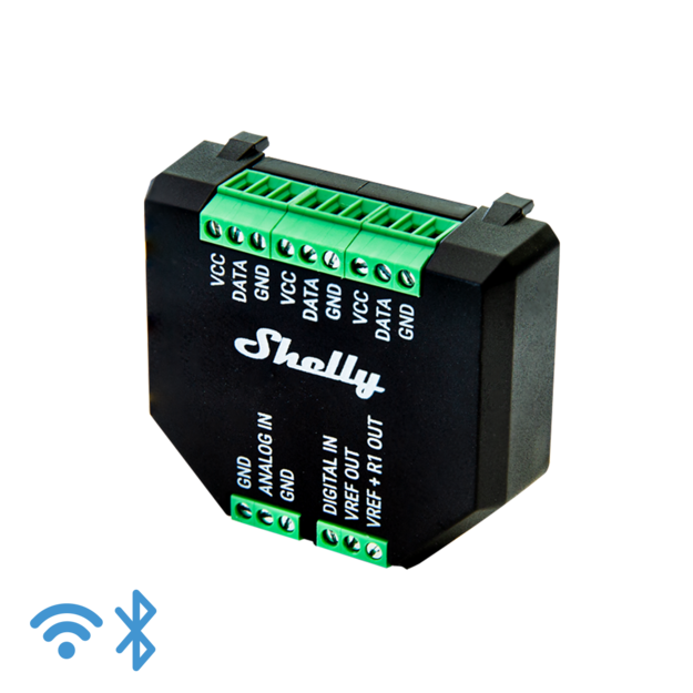 Add-On para módulos da linha Shelly Plus, concebido para a utilização de sensores de estado, temperatura, luminosidade, movimento, potenciómetros, etc.O Shelly Plus Add-on é compatível com uma grande variedade de sensores Arduino!