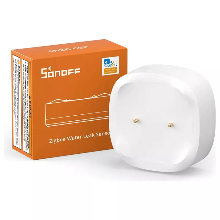 O Sonoff SNZB-05P é um sensor Zigbee de deteção de fugas de água e inundações, projetado para integrar sua casa inteligente com o protocolo Zigbee 3.0.
