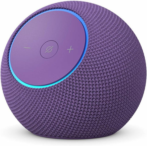 O Echo Dot Max é um altifalante inteligente projetado para oferecer áudio poderoso e envolvente, adaptando-se automaticamente ao ambiente para uma experiência sonora otimizada.