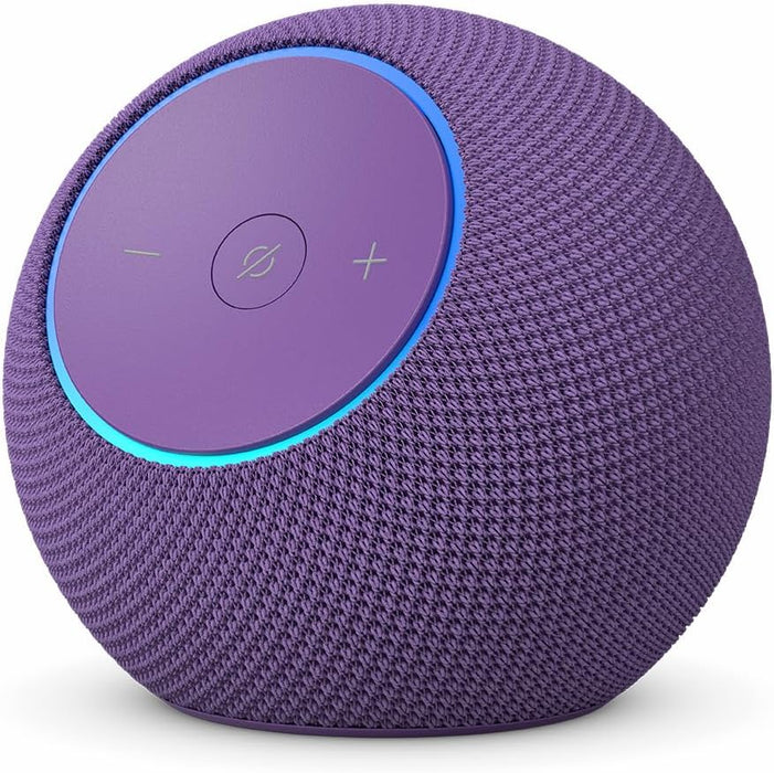 O Echo Dot Max é um altifalante inteligente projetado para oferecer áudio poderoso e envolvente, adaptando-se automaticamente ao ambiente para uma experiência sonora otimizada.