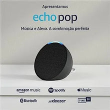 Load image into Gallery viewer, A Echo Pop é uma coluna inteligente controlada por voz com a assistente virtual Alexa compatível com lâmpadas, fechaduras, sensores, tomadas e interruptores inteligentes.
