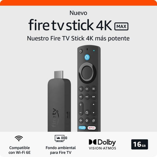 Amazon Fire TV Stick 4K Max 2023 tem 2GB RAM, 16GB ROM, HDR10+, Wi-Fi 6E, Bluetooth 5.2. Melhora a experiência de streaming com a resolução 4K e processador quad-core de 2.0 GHz. 