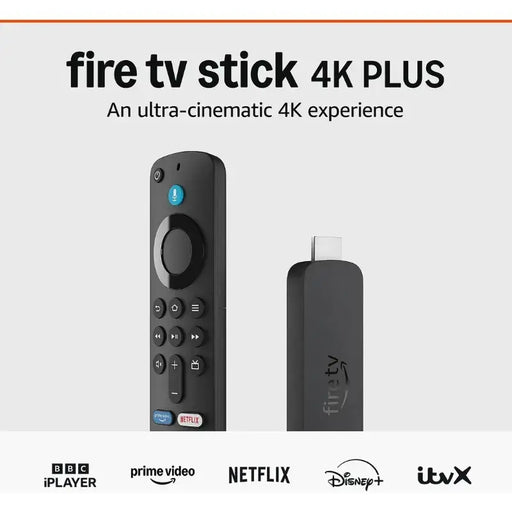 Amazon Fire TV Stick 4K Plus tem 2GB RAM, 8GB ROM, HDR10+, Wi-Fi 6, Bluetooth 5.2. Melhora a experiência de streaming com a resolução 4K e processador Quadcore de 1,7 GHz.