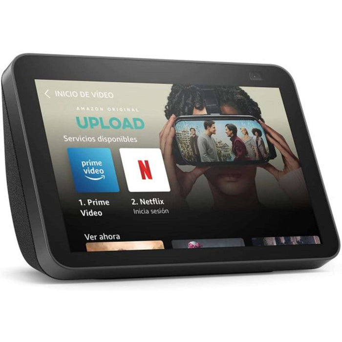 A Echo Show 8 (2ª Geração) tem um ecrã tátil HD de 8 polegadas e um sistema de áudio espacial. Câmera de 13 MP com tampa integrada. Wi-Fi Dual Band.