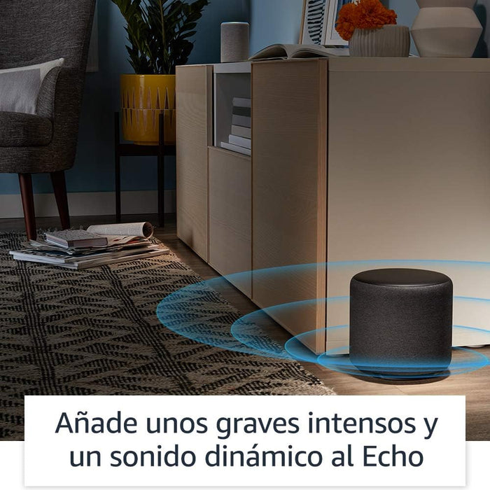 O Amazon Echo Sub é um subwoofer ativo de 100 W, concebido para ser emparelhado com dispositivos Echo compatíveis, oferecendo graves profundos e um som envolvente.
