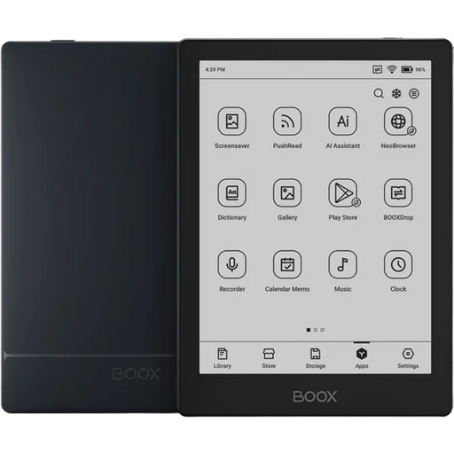 O Boox Go 6 combina o sistema Android 11 aberto com um ecrã E Ink Carta 1300 de 6 polegadas e uma densidade de 300 ppi, o que se traduz num texto nítido comparável ao papel impresso.