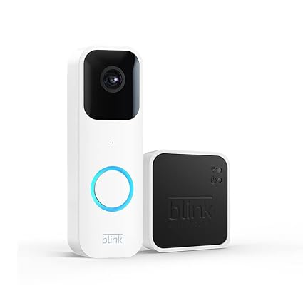 Campainha Inteligente Blink Video Doorbell + Sync Module 2. Onde quer que esteja, veja quem está à sua porta através do seu smartphone com uma definição HD 1080p de dia e infravermelhos de noite e com áudio bidirecional. Desfrute de até dois anos de duração da bateria.