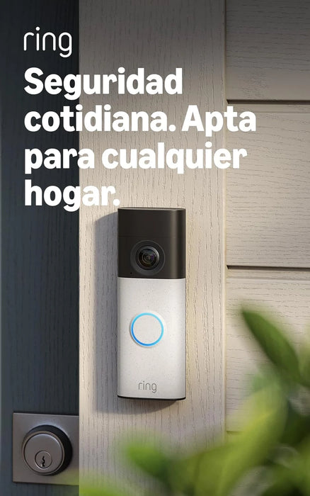 A campainha inteligente Ring Battery Video Doorbell 2026 2K vem com visão noturna mais nítida e funcionalidades que te permitem ver, ouvir e falar com quem está a porta da tua casa a partir do teu Smartphone ou Tablet.