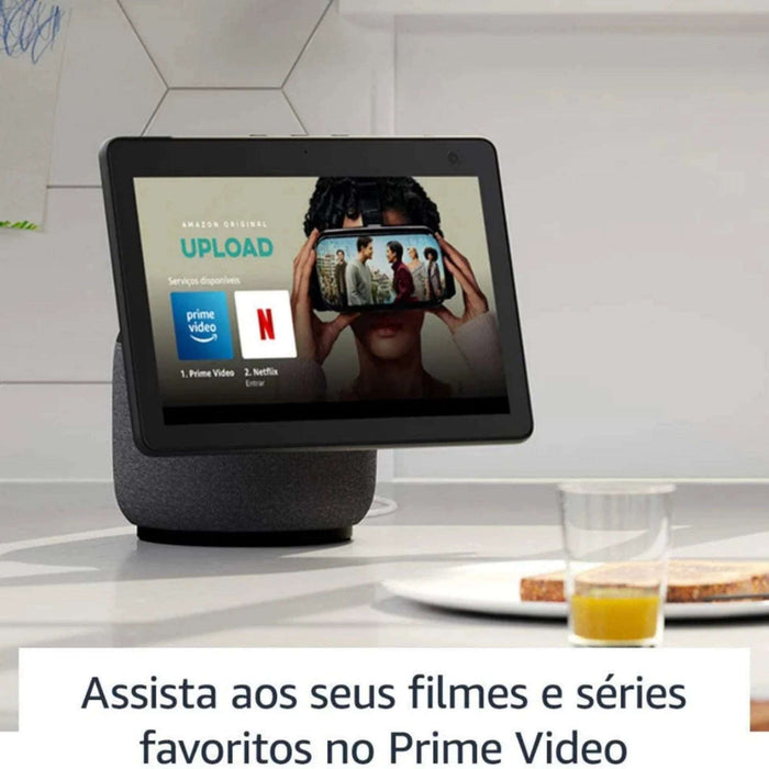 Controla lâmpadas, interruptores, tomadas, entre outros com a Echo Show 10. Faz videochamadas e vê conteúdos multimédia, como filmes e séries. Som de alta qualidade.