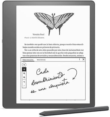 O primeiro Kindle (Scribe) para leitura e escrita, com um ecrã Paperwhite de 10,2 polegadas e com uma resolução de 300 ppi, inclui lápis básico. Leia e escreva confortavelmente, de dia ou de noite.