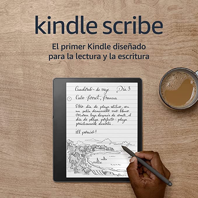 O primeiro Kindle (Scribe) para leitura e escrita, com um ecrã Paperwhite de 10,2 polegadas e com uma resolução de 300 ppi, inclui lápis básico. Leia e escreva confortavelmente, de dia ou de noite.