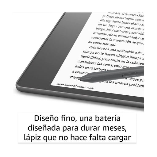 O primeiro Kindle (Scribe) para leitura e escrita, com um ecrã Paperwhite de 10,2 polegadas e com uma resolução de 300 ppi, inclui lápis premium. Leia e escreva confortavelmente, de dia ou de noite.