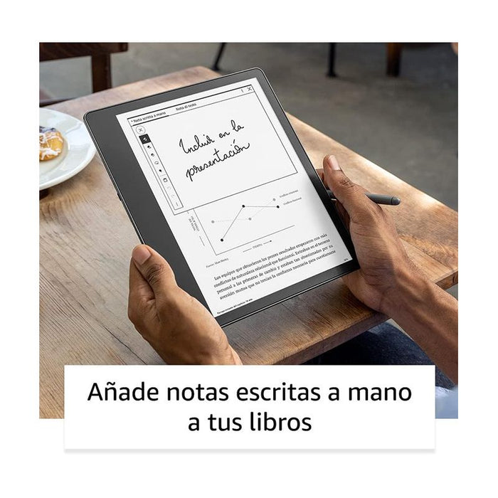 O primeiro Kindle (Scribe) para leitura e escrita, com um ecrã Paperwhite de 10,2 polegadas e uma resolução de 300 ppi. Leia e escreva confortavelmente com o lápis premium.