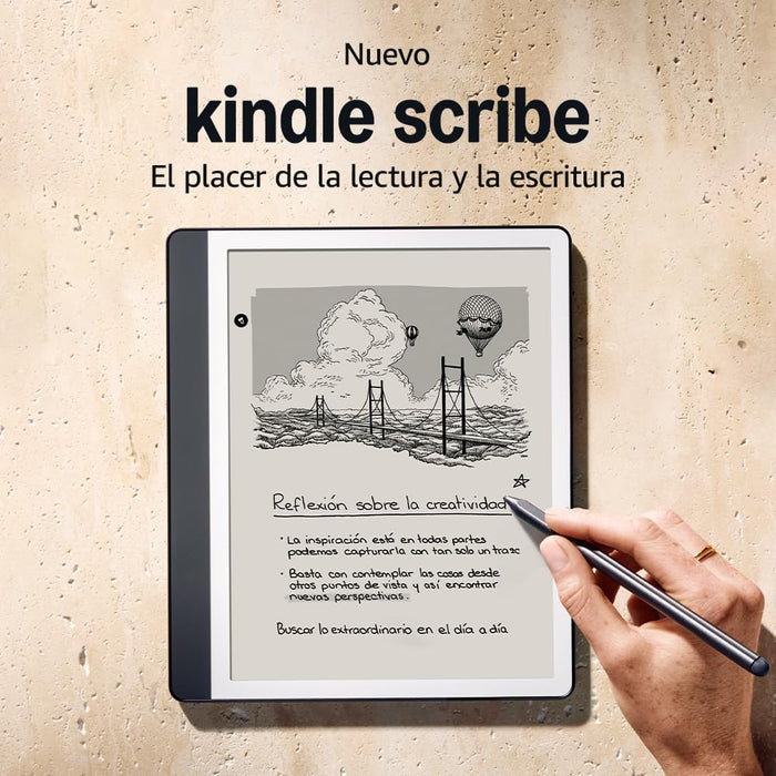 O novo Kindle Scribe 2024 para leitura e escrita, com um ecrã Paperwhite de 10,2 polegadas e uma resolução de 300 ppi. Leia e escreva confortavelmente com o lápis premium.