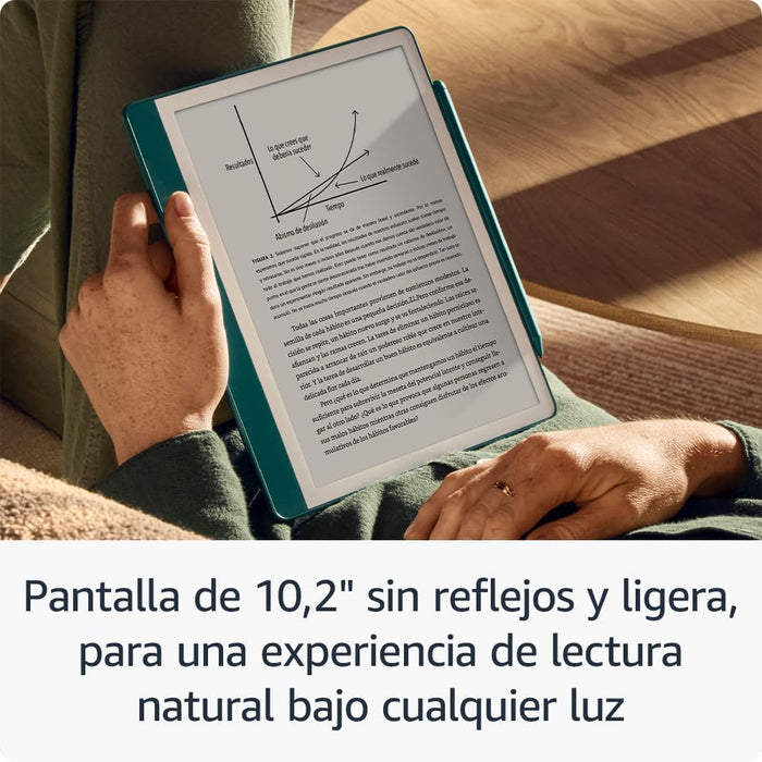 O novo Kindle Scribe 2024 para leitura e escrita, com um ecrã Paperwhite de 10,2 polegadas e uma resolução de 300 ppi. Leia e escreva confortavelmente com o lápis premium.