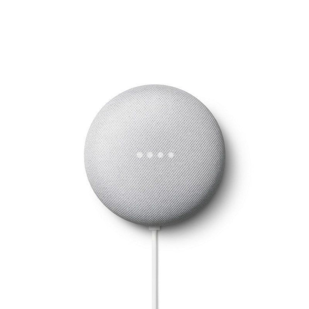 Assistente Google Nest Mini que permite criar rotinas, definir alarmes e temporizadores. Tal como controlar lâmpadas, tomadas, interruptores e sensores inteligentes.