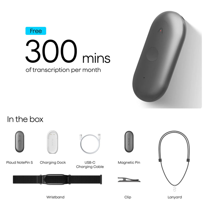 O Plaud Note Pin S é um gravador de voz avançado que utiliza inteligência artificial para oferecer transcrições precisas e com 64 GB de memória interna.