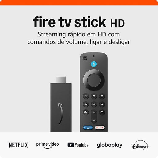 Amazon Fire TV Stick Full HD 2024 WiFi tem 1GB RAM, 8GB ROM, HDR10+, Wi-Fi 5, Bluetooth 5.2. Melhora a experiência de streaming com a resolução Full HD e processador Quadcore de 1,7 GHz.