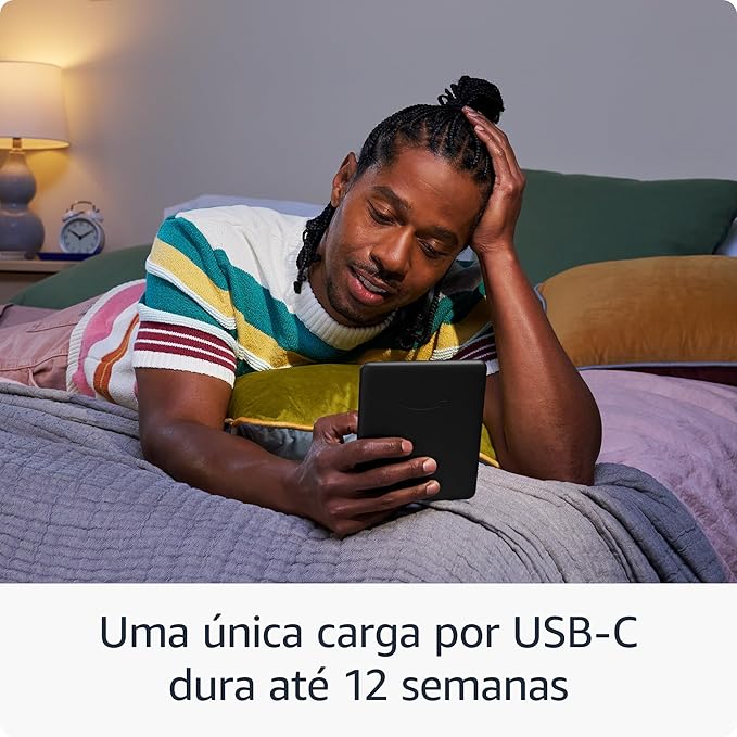 O Kindle mais rápido de sempre com um ecrã de 7", maior contraste de imagem e um folhear de página 20% mais rápida. Ultraleve, com um ecrã antirreflexo e conteúdo nítido sob qualquer luz.