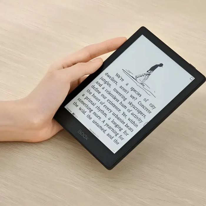 O Boox é um e-reader com ecrã de tinta eletrónica (E Ink), sistema operativo Android com acesso à Google Play Store, permitindo instalar apps como Kindle, Kobo, etc.