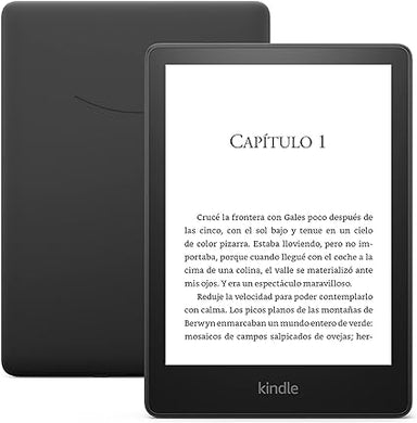 Kindle Paperwhite com 16 GB, um ecrã de 6,8 polegadas e 300 ppp que se lê como papel impresso, sem reflexo, carregamento sem fios e luz frontal auto-regulável.