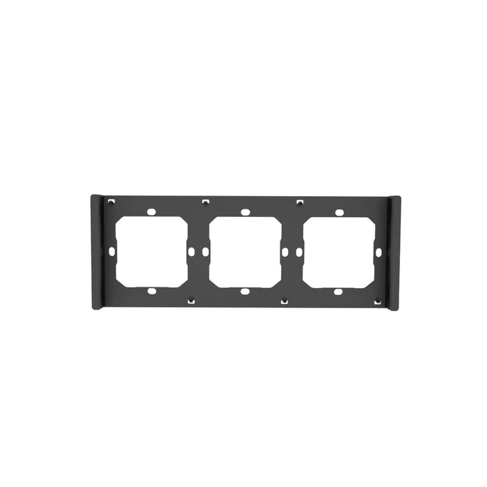 Moldura para agrupamento de 3 interruptores inteligentes SONOFF SwitchMan M5-80. Material: PC V0. Dimensões: 228 x 86 x 14.8mm. Compatível com: M5-1C-80, M5-2C-80  e M5-3C-80