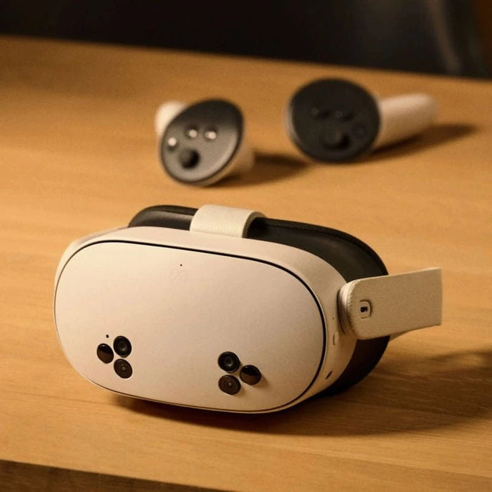 Desfrute dos Óculos de Realidade Virtual Meta Quest 3S e os seus mais de 500 empolgantes jogos/aplicações imersivos. Processador Qualcomm Snapdragon XR2 Gen 2, 8GB de RAM e 128GB de ROM.