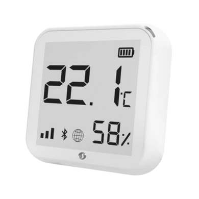 O Shelly Plus H&T é um sensor de temperatura e humidade que funciona a pilhas (também pode ser alimentado por USB); possui um display com tecnologia e-ink e pode ser instalado numa parede ou colocado sobre uma superfície plana, por exemplo numa mesa.