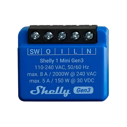 O Shelly 1 Mini Gen3 é o interruptor de relé mais pequeno do mundo, para controlar as suas luzes, porta de garagem, sistema de irrigação ou outros pequenos aparelhos elétricos, em menos de 10 minutos e controle-os a partir de qualquer lugar.