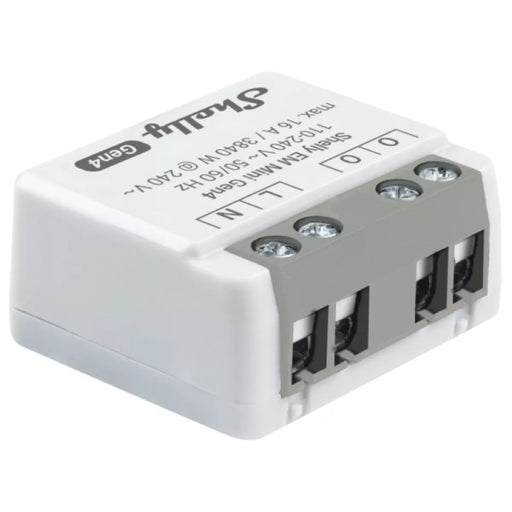 O Shelly EM Mini Gen4 é um medidor do consumo de energia com conectividade Wi-Fi, Zigbee, Bluetooth e Matter, concebido para monitorizar com precisão o consumo elétrico até 16A.