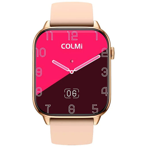 Smartwatch Colmi C60 Dourado com Pulseira de Silicone Creme. Ecrã de 1,9". Monitor de frequência cardíaca. Monitor SpO2. Registo de sono. Chamadas Bluetooth. Resistência à água e à prova de poeira IP67.