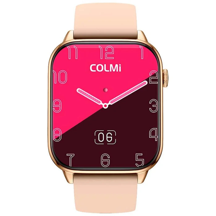 Smartwatch Colmi C60 Dourado com Pulseira de Silicone Creme. Ecrã de 1,9". Monitor de frequência cardíaca. Monitor SpO2. Registo de sono. Chamadas Bluetooth. Resistência à água e à prova de poeira IP67.