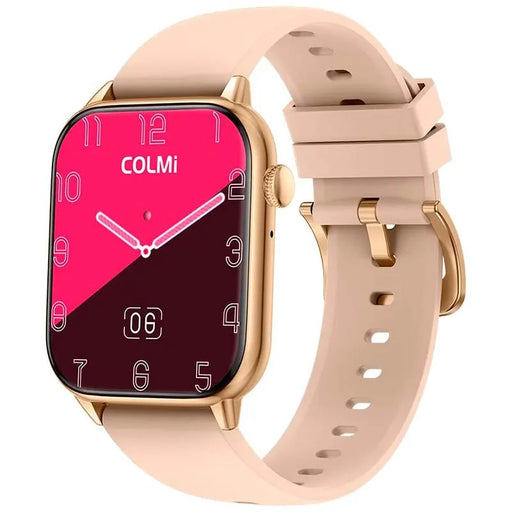 Smartwatch Colmi C60 Dourado com Pulseira de Silicone Creme. Ecrã de 1,9". Monitor de frequência cardíaca. Monitor SpO2. Registo de sono. Chamadas Bluetooth. Resistência à água e à prova de poeira IP67.