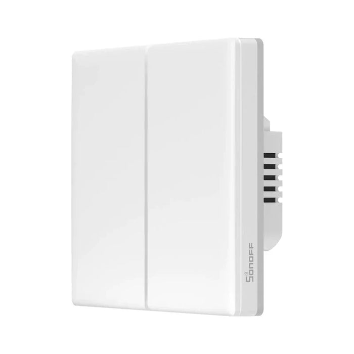 O SONOFF TX T5 é um interruptor duplo de parede sensível ao toque. Com recursos como luzes LED ambientais, integração de luz, som e vibração, além da capacidade de ser usado como gateway eWeLink-Remote, o T5 oferece um controle inteligente e personalizado.