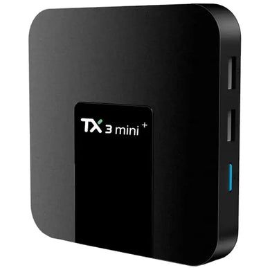 TV Box Tanix Tx3 Mini Plus 4K com 4GB RAM e 32GB ROM. Tem um processador Amlogic S905W2 Quad-Core 64 bits Cortex-A35 e uma GPU Penta-Core Mali-G31. Android 11 e Dual Band.
