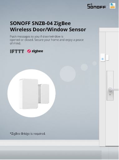 Sensor de Portas e Janelas Sonoff S/ Fios Zigbee