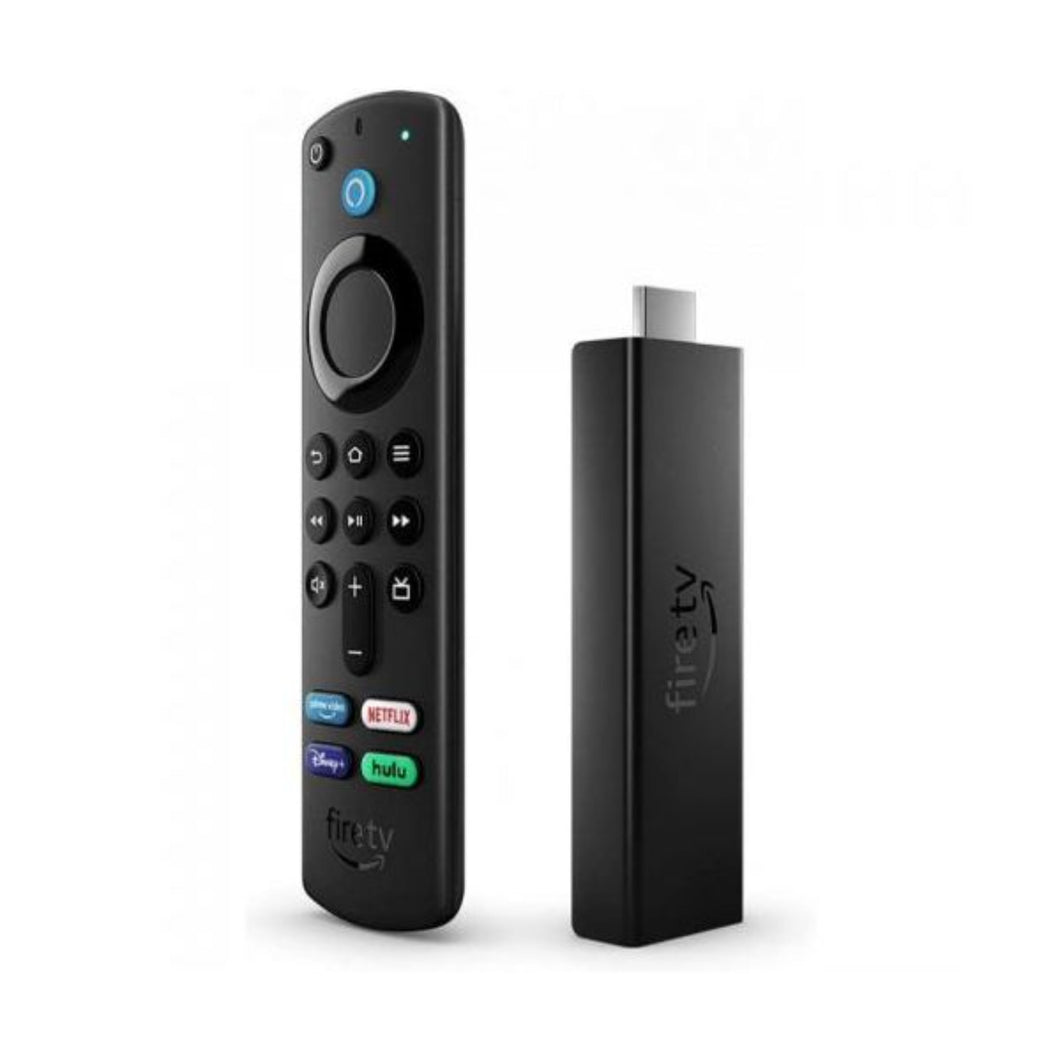 Amazon Fire TV Stick 4K MAX 2021 com 2GB RAM, 8GB ROM, Bluetooth 5.0, Dolby Atmos, processador Quadcore 1,8 GHz e assistente virtual Amazon Alexa ativada por comando de voz.