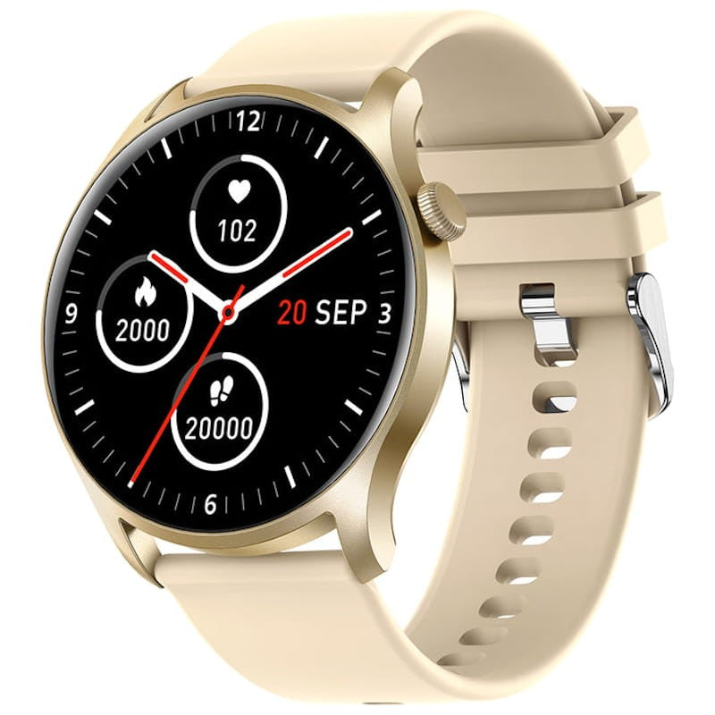 Smartwatch Colmi SKY 8 Dourado com Pulseira de Silicone Creme - Relógio inteligente