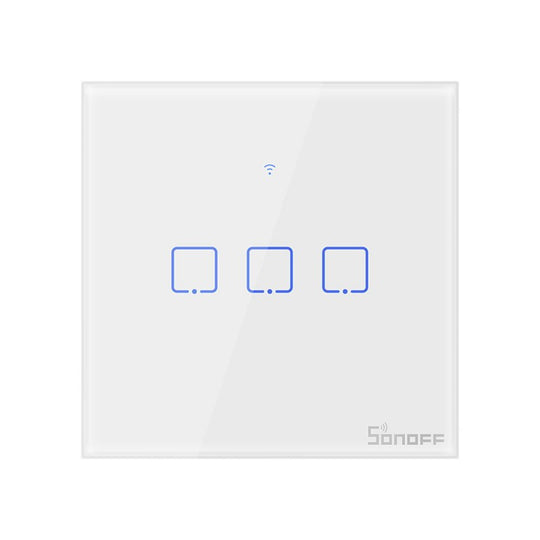 White Wi-Fi Triple Tactile Wall Switch - Sonoff T0EU3C-TX