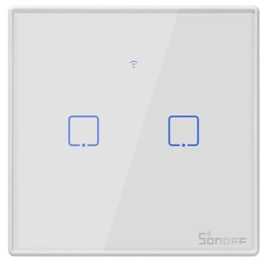 Interruptor de Parede Táctil Duplo Wi-Fi+RF Branco - Sonoff T2EU2C-TX