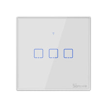 Carregar imagem no visualizador da galeria, Interruptor de Parede Táctil Triplo Wi-Fi+RF Branco - Sonoff T2EU3C-TX
